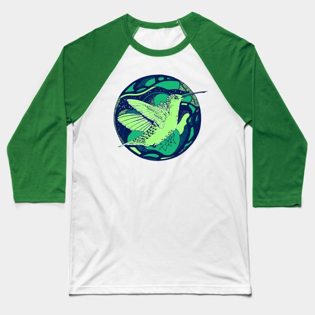 Ngreen Circle of The Hummingbird Baseball T-Shirt by kenallouis